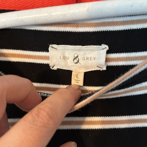 Lou & Grey Cotton Long Sleeve Stripe Dress Size L - Picture 3 of 9